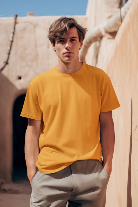 Golden Yellow Plain Oversized T-shirt