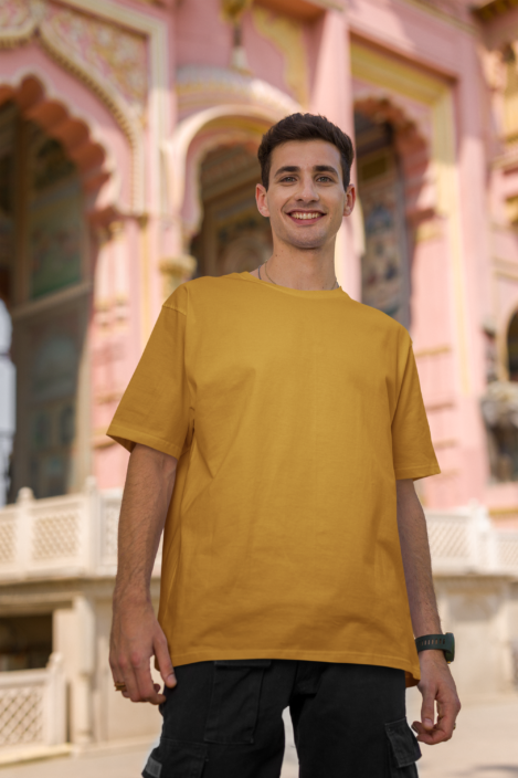 Mustard Yellow Plain Oversized T-shirt