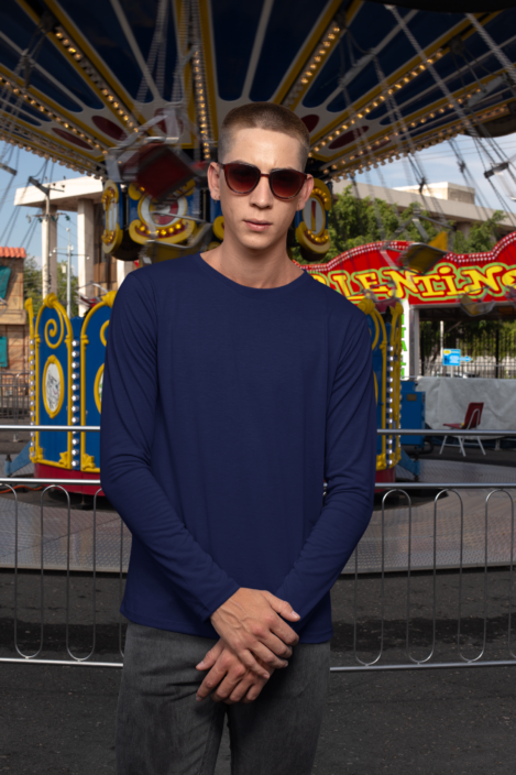 Brocode24x7 Navy Blue Full Sleeve T-Shirt